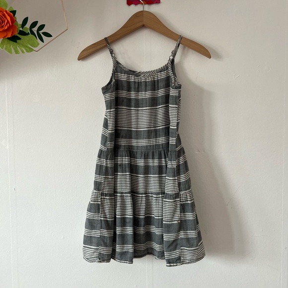 EUC GAP kids sz 8 cotton twirl tiered summer dress charcoal cream lined - Picture 8 of 8